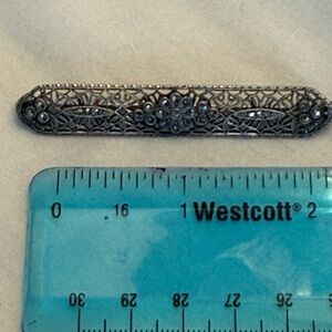 Vintage Filigree Silver Bar Pin